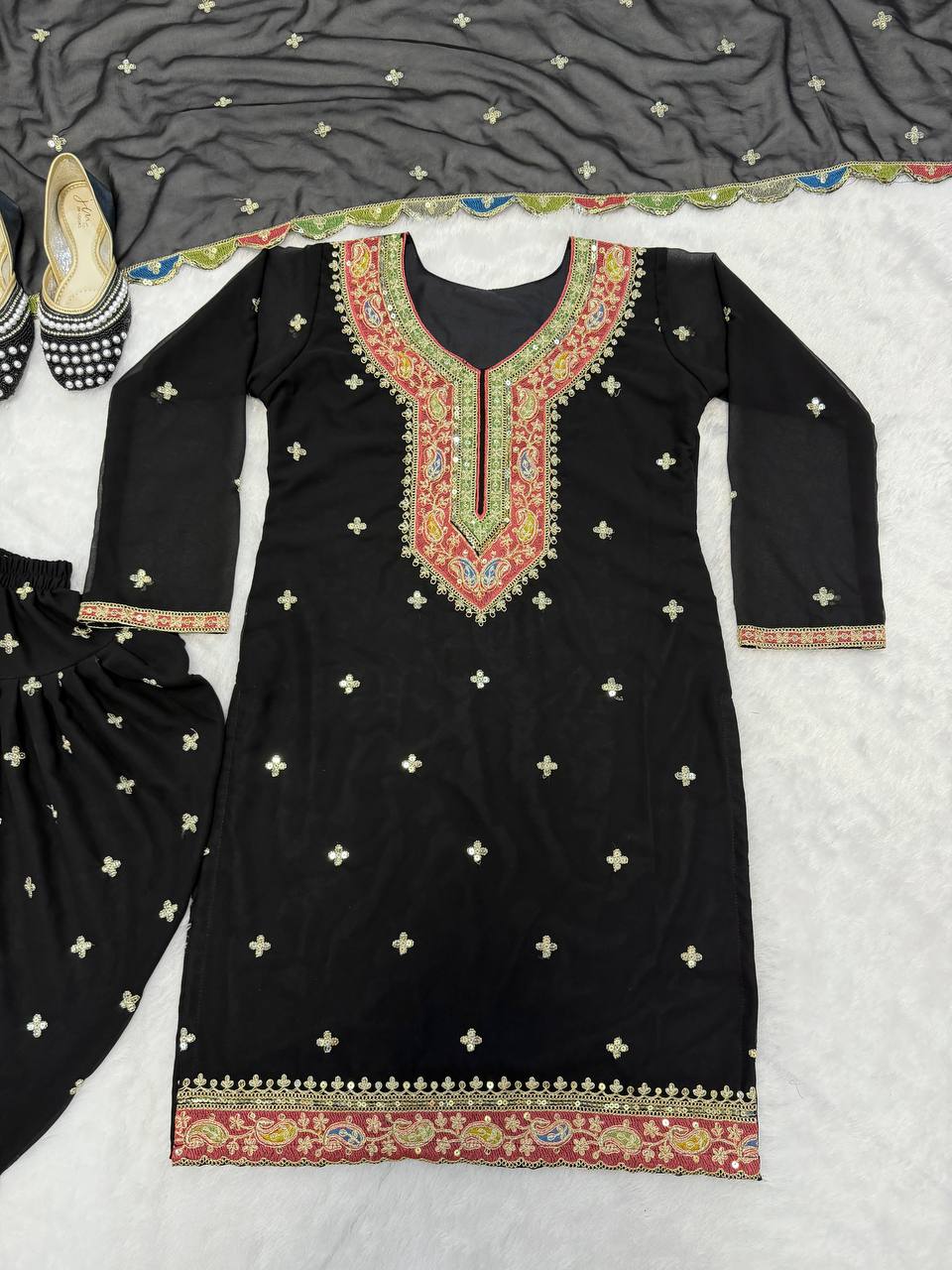 Deep Onyx Embroidered Festive Suit